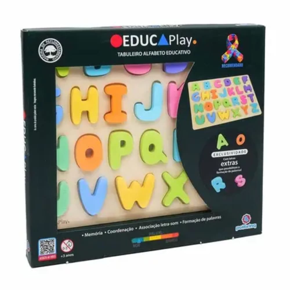 Tabuleiro Alfabeto Educativo Infantil Com Letras Polibrinq