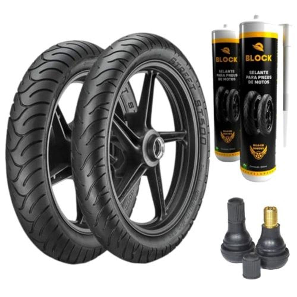 Par Pneu 130/70-16 + 110/70-16 St500 Vipal + Bico + Selante
