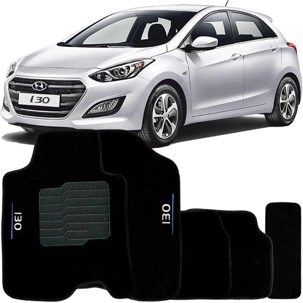 Jogo de Tapete Automotivo Carpete Hyundai I30 2013 à 2017 Soft Logo Bordado 5 Peças