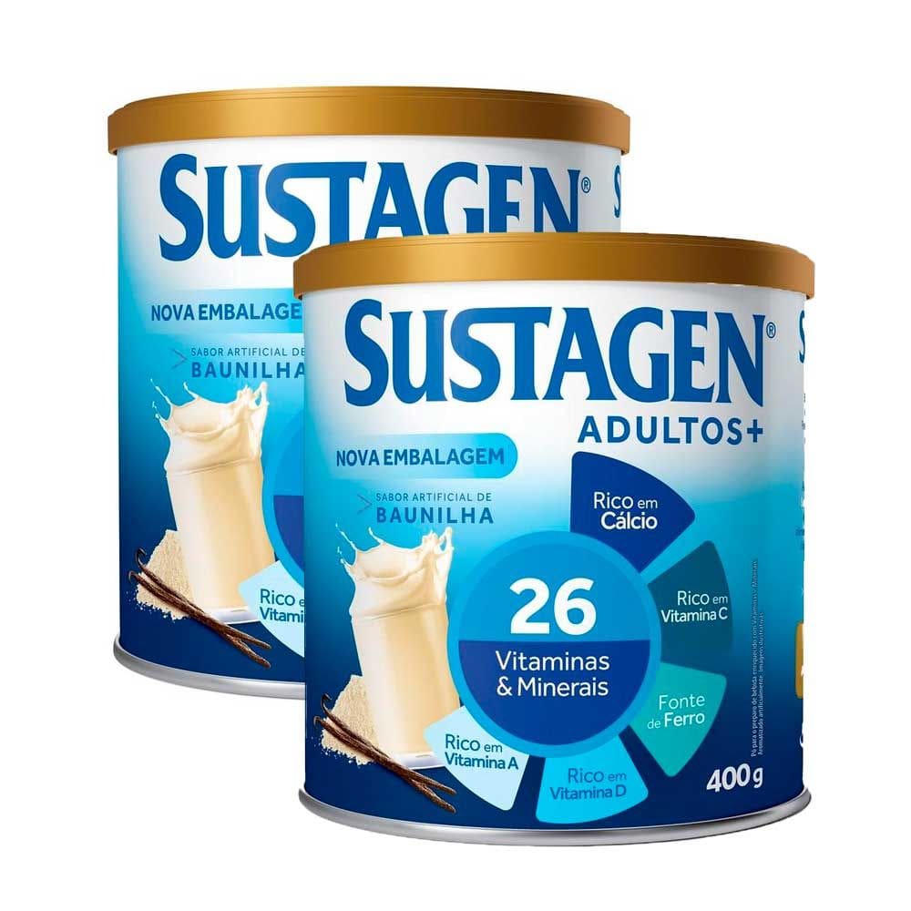 Kit 2 Complemento Alimentar Sustagen Adultos+ Sabor Baunilha Lata 400g