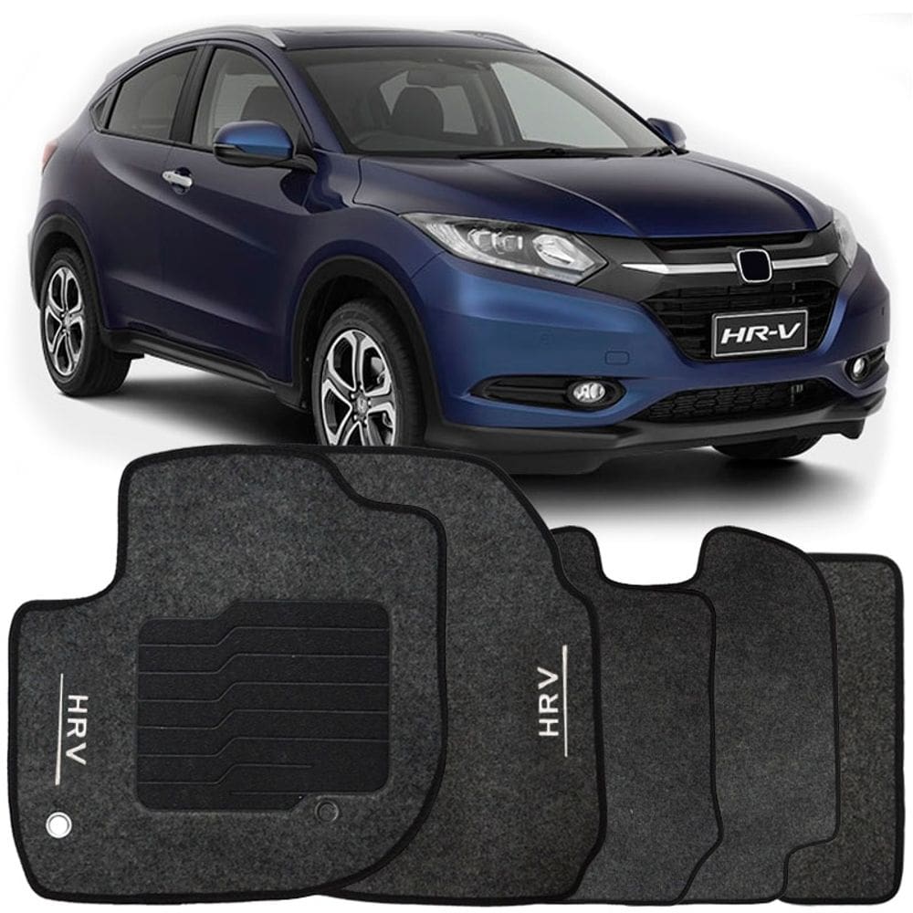 Tapete Carpete Hrv 2015 à 2018 Grafite Logo Bordado Jogo 5 Peças Personalizado Automotivo