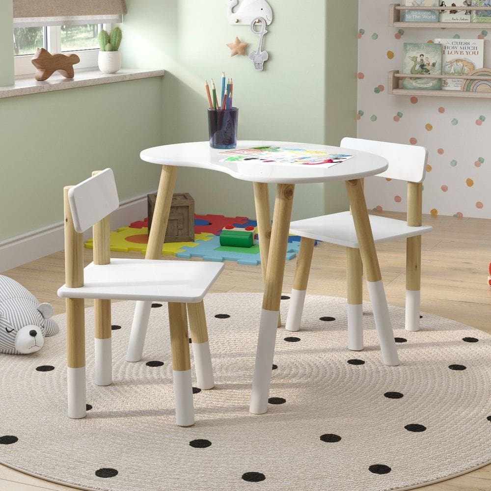 Conjunto Mesa Infantil Orgânica 60cm com 2 Cadeiras - Rede Móveis
