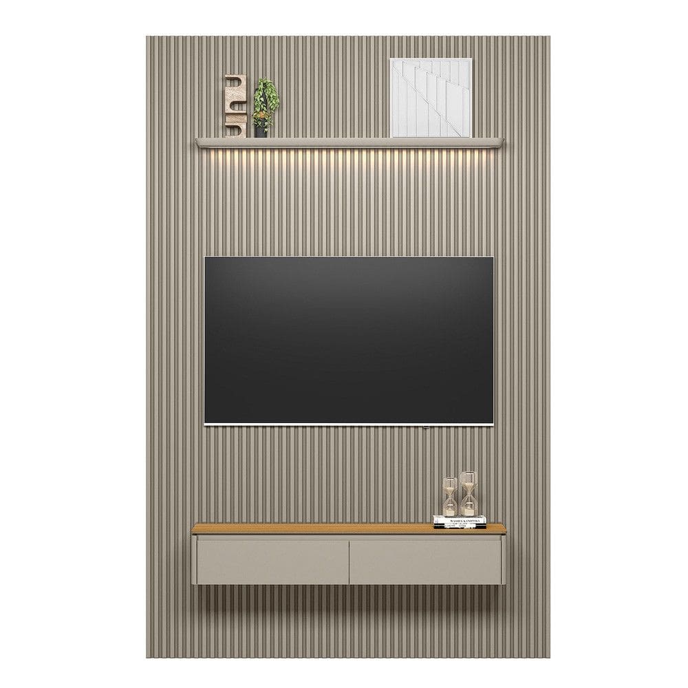 Painel Modular Ripado 1,80m com Nicho Curvo e Prateleira Led Linea Brasil