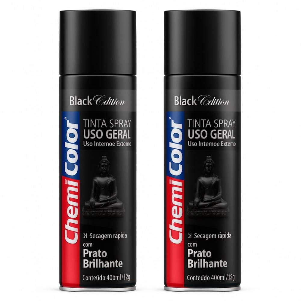 Kit 02 Tintas Spray 400ml Para Uso Geral Multiuso Secagem Rápida - Chemicolor