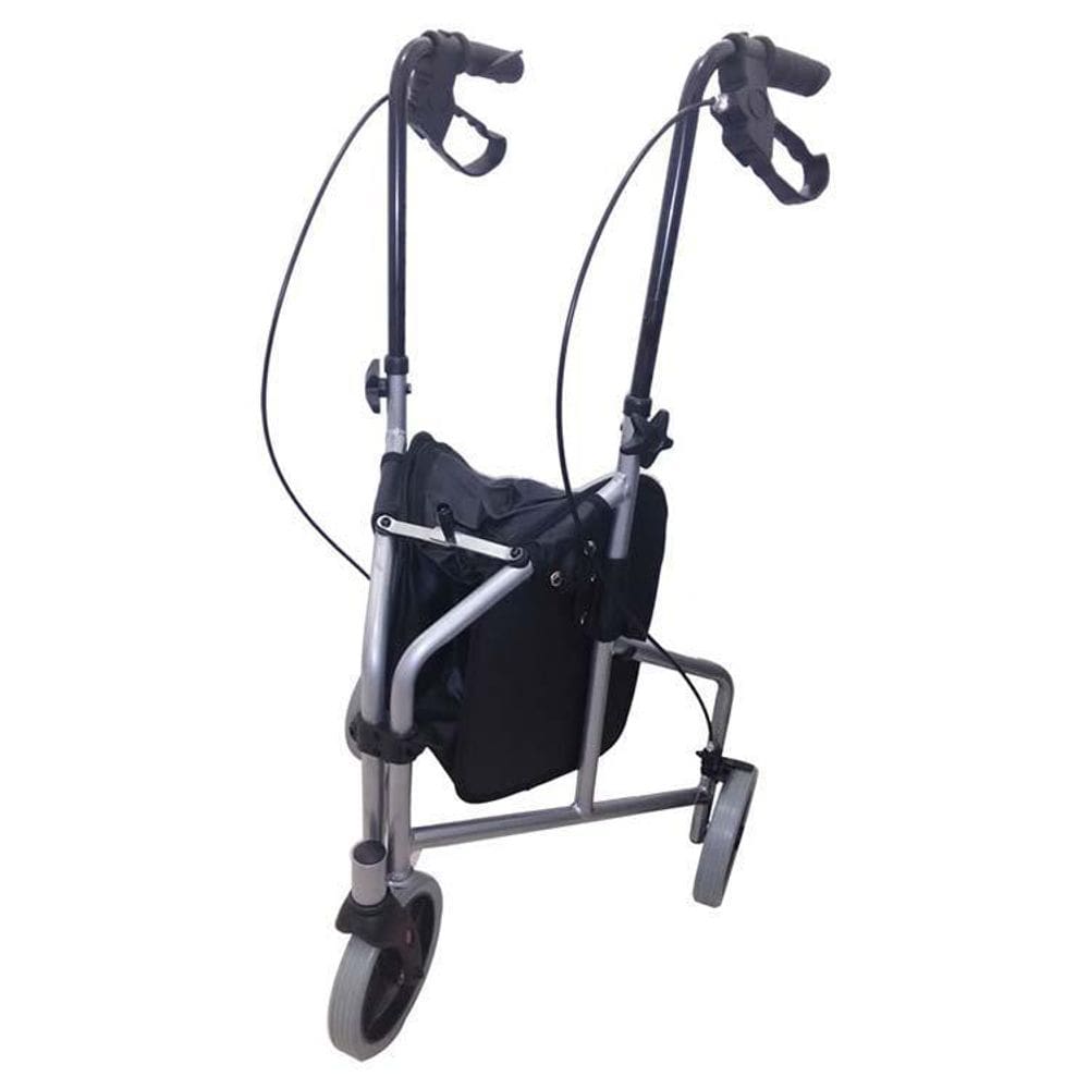 Andador 3 Rodas Dobrável Com Bolsa Freio Para Locomoção