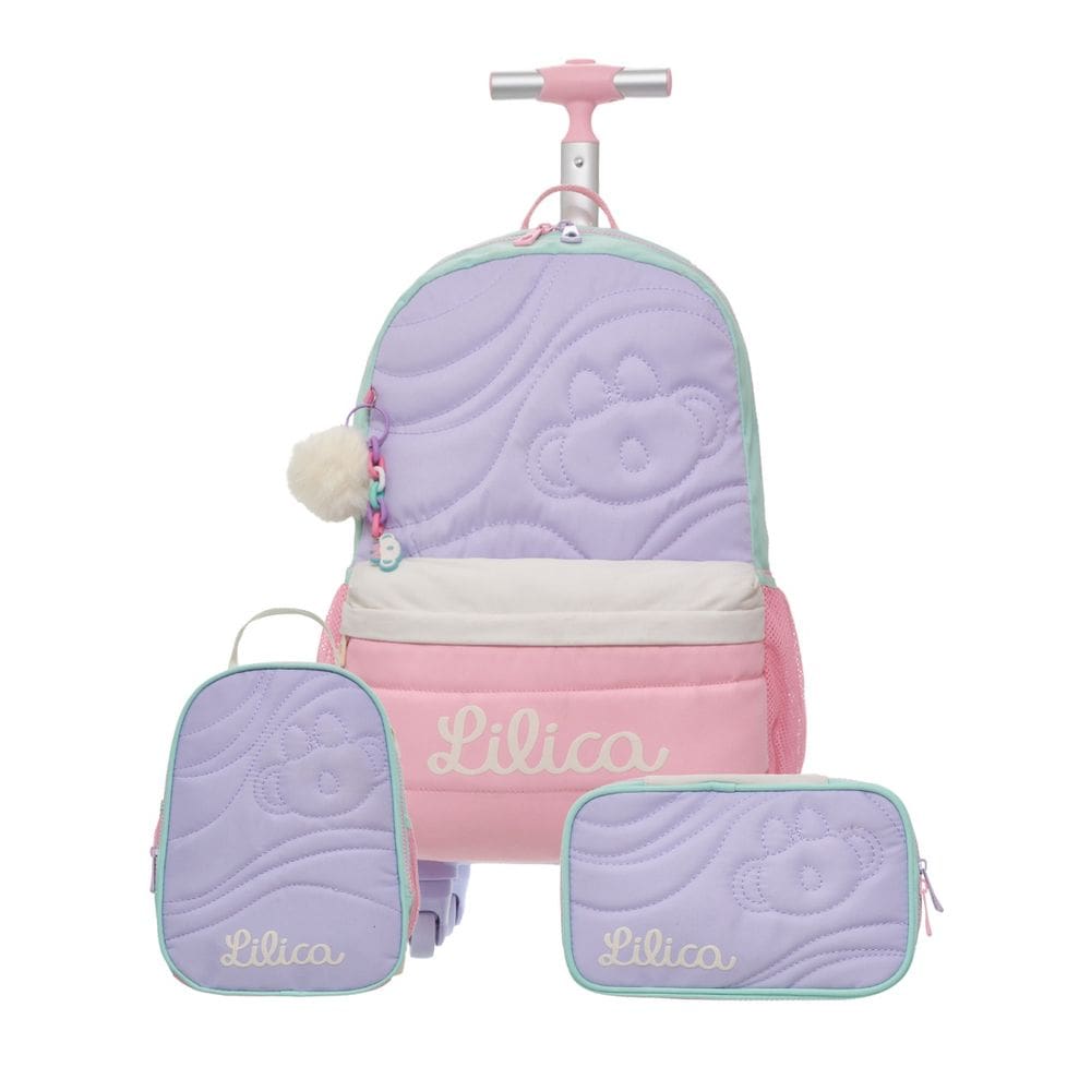 Mochila Rodas Lancheira Estojo Box Lilica Ripilica Creamy