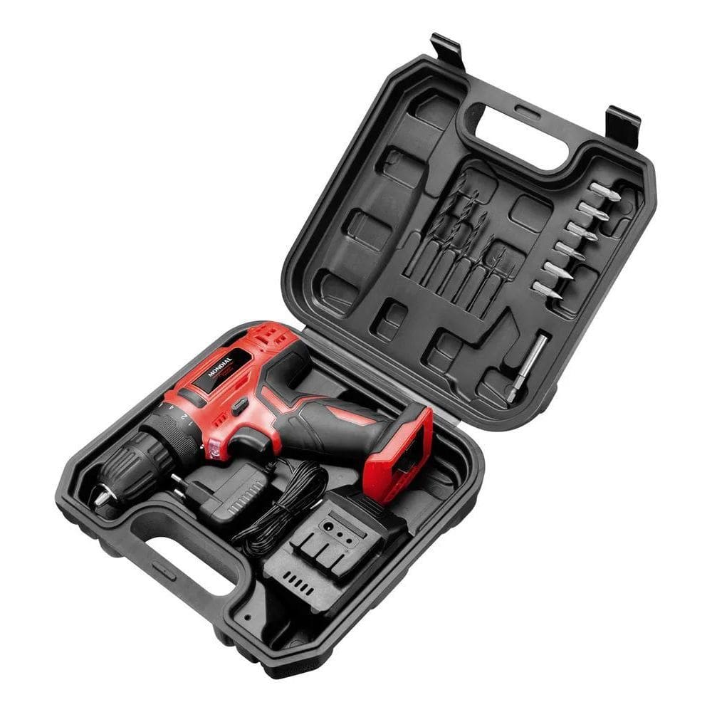 2X Furadeira E Parafusadeira À Bateria Mondial 12V Bivolt Fp