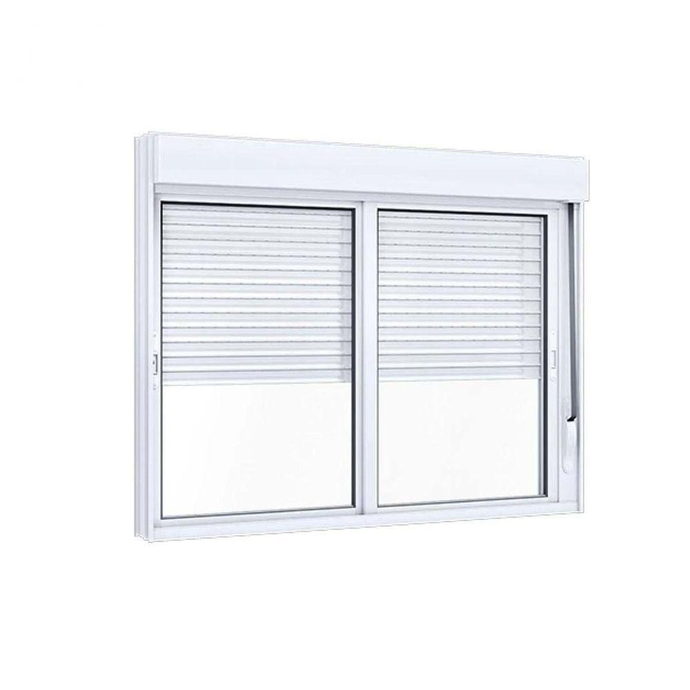 Janela De Aluminio Correr Com Persiana - 2 Folhas - 120x120 Giusto Branca