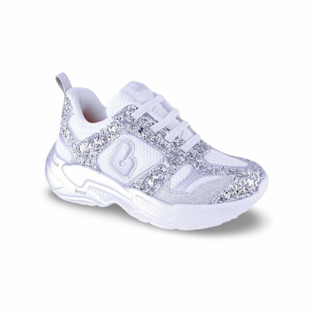 Tênis Infantil Menina Bibi Pegasus de Glitter Prata