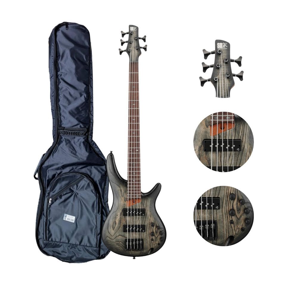 Baixo Ativo 5 Cordas Ibanez Sr605E Bkt + Capa Champion