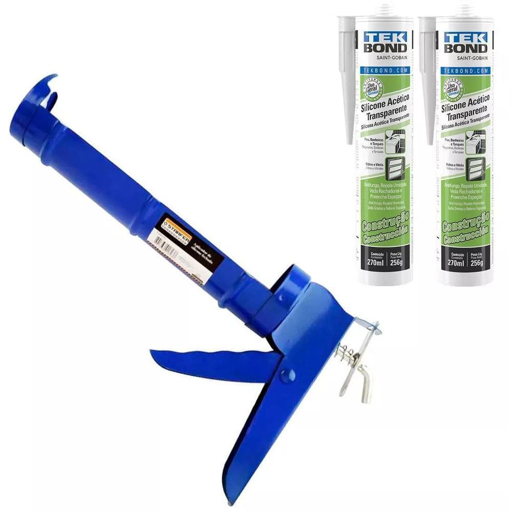 Kit Aplicador De Silicone + 2 Veda Pia Box Incolor 256G