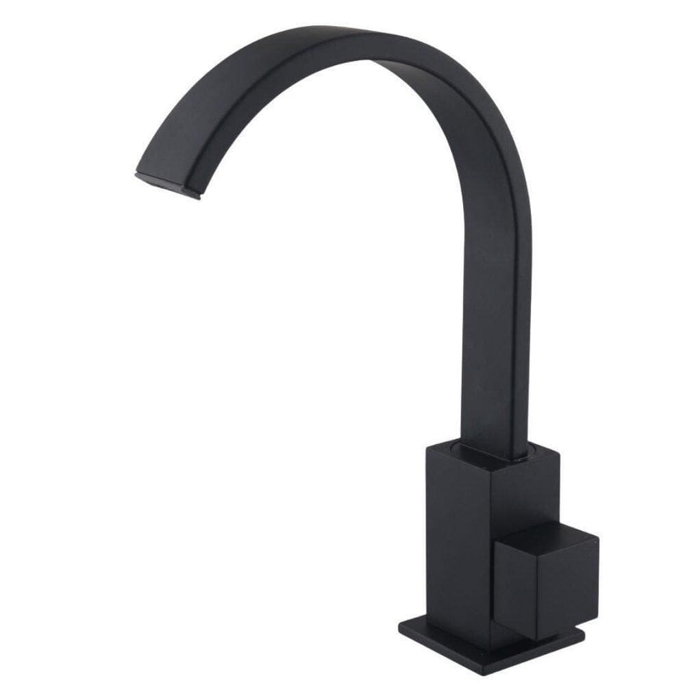 Torneira De Pia Banheiro Cascata Quadrit Preta Móvel Baixa