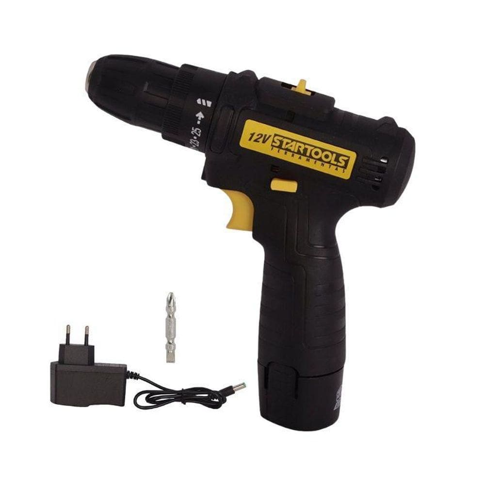 Parafusadeira E Furadeira Bateria 12V Recarregável Com Led