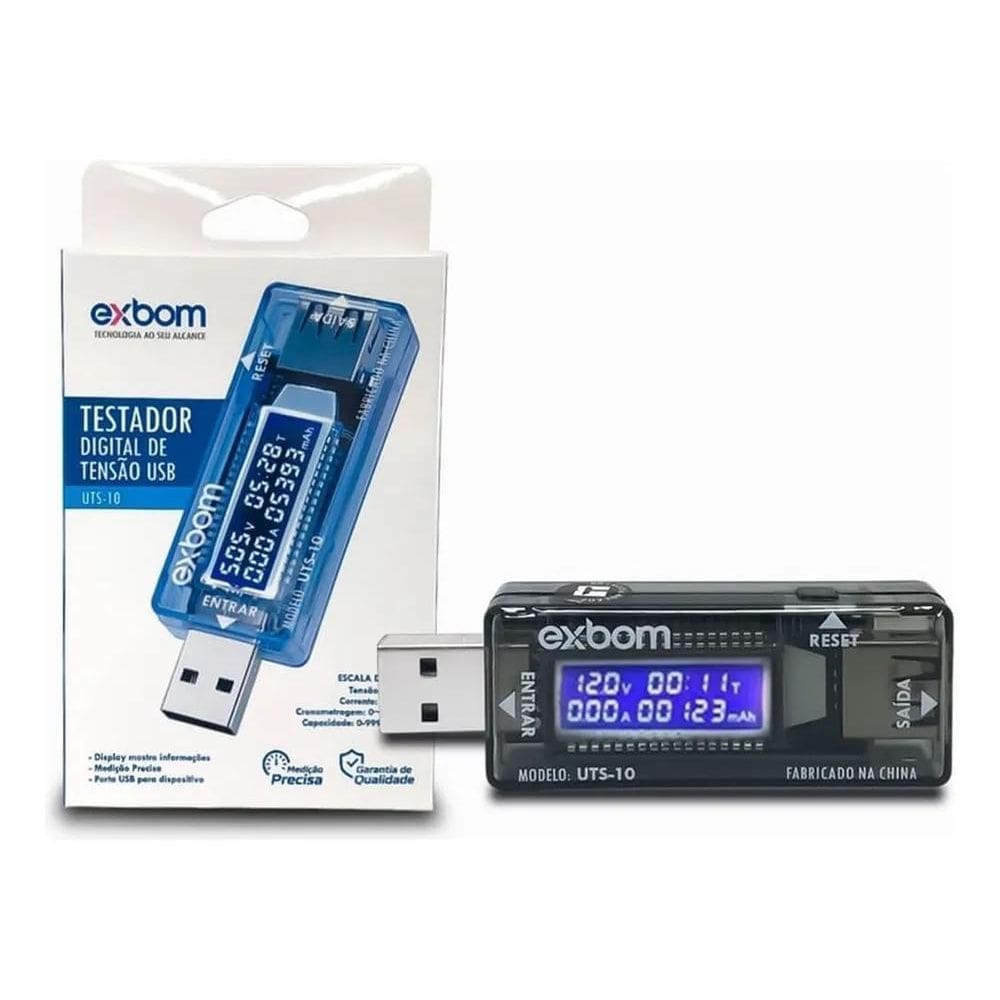 2X Voltímetro Portátil Digital Saída Usb Teste Tensão Ampera