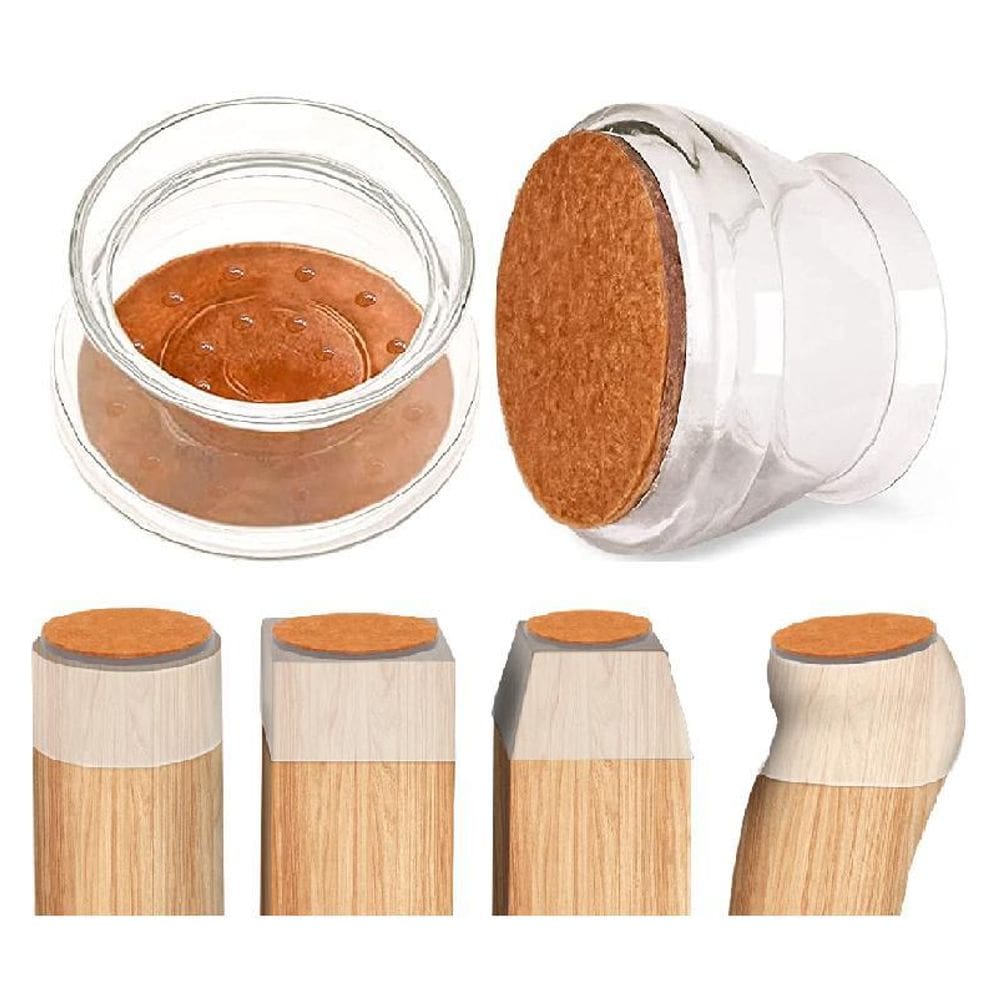 Kit 4 Protetor Feltro Mesa Cadeira Pe Redondo E Quadrado