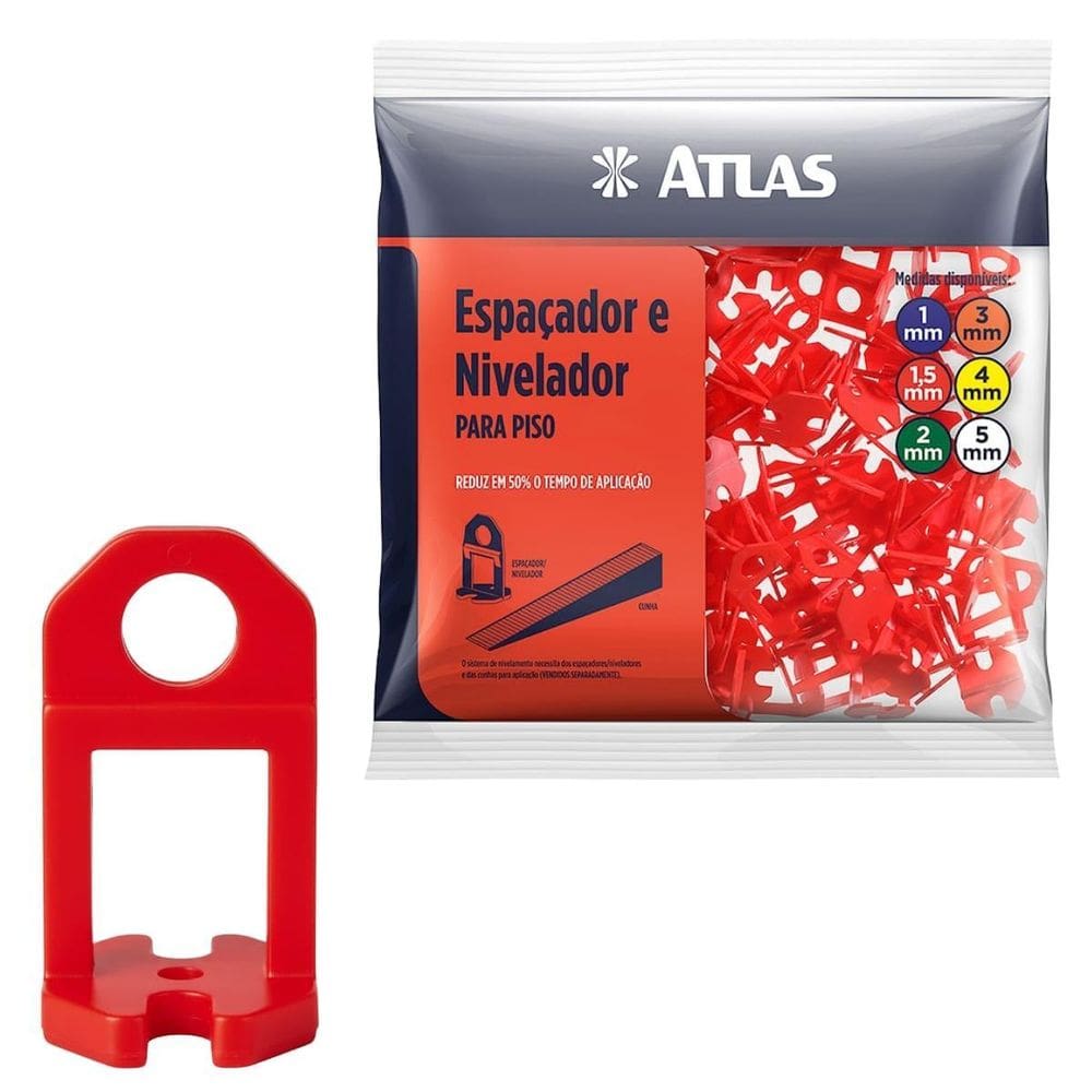 Pacote Nivelador Vermelho De Piso 1,5Mm 100 Un Azulejo Pisos