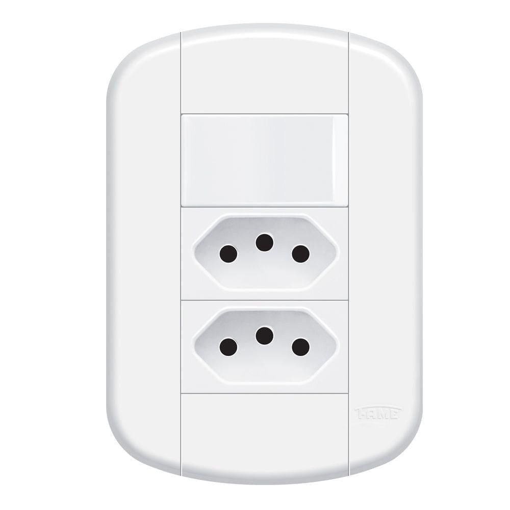 Interruptor Simples Com Tomada Dupla 10a Fame - 3927 Blanc
