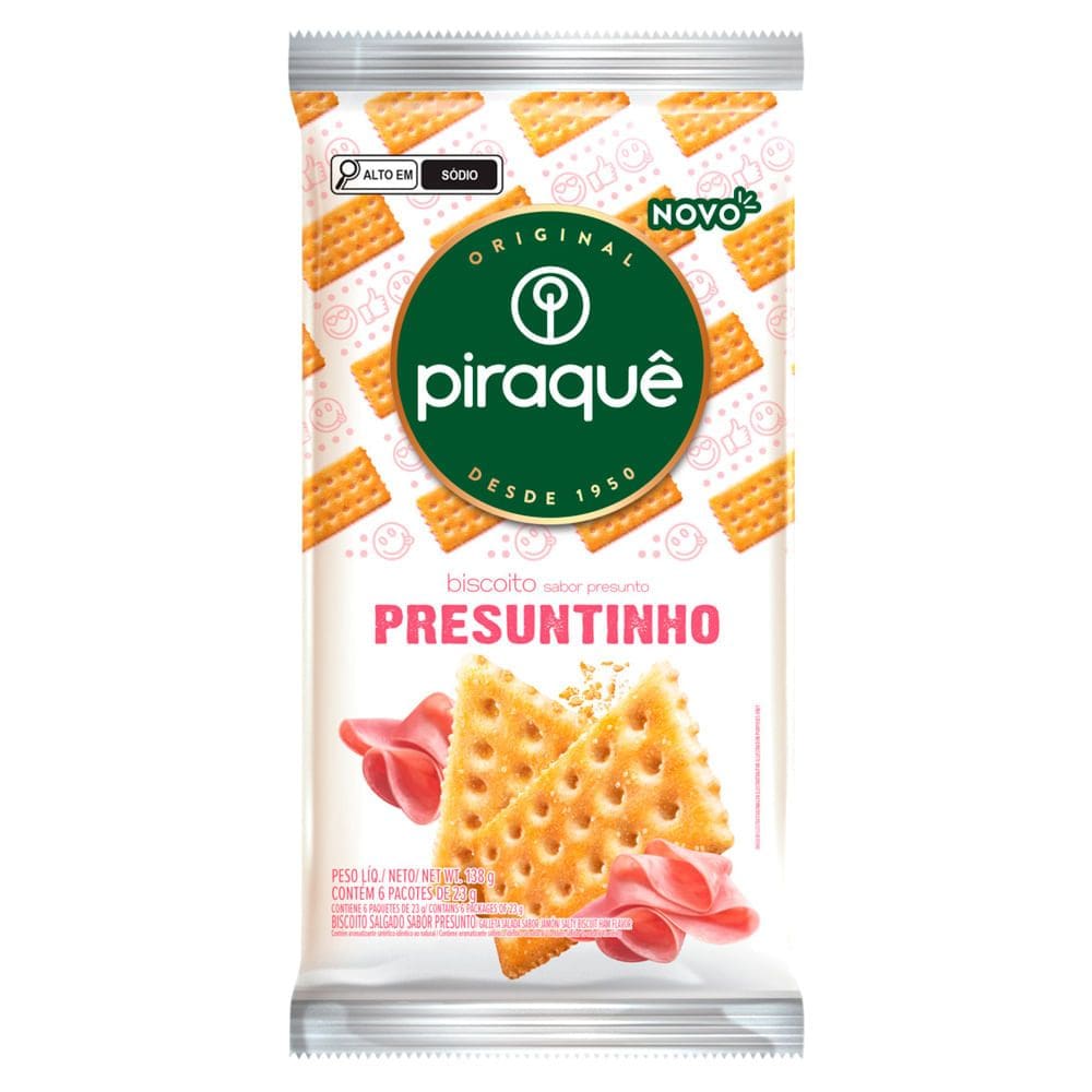 Biscoito Piraquê Presuntinho Sabor Presunto 138g