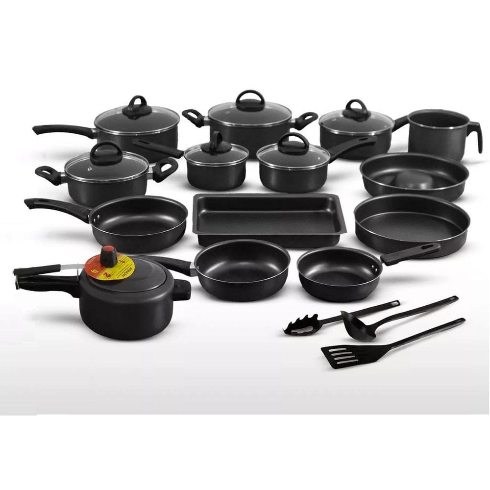 Conjunto Panelas Antiaderente 17 Peças Preto