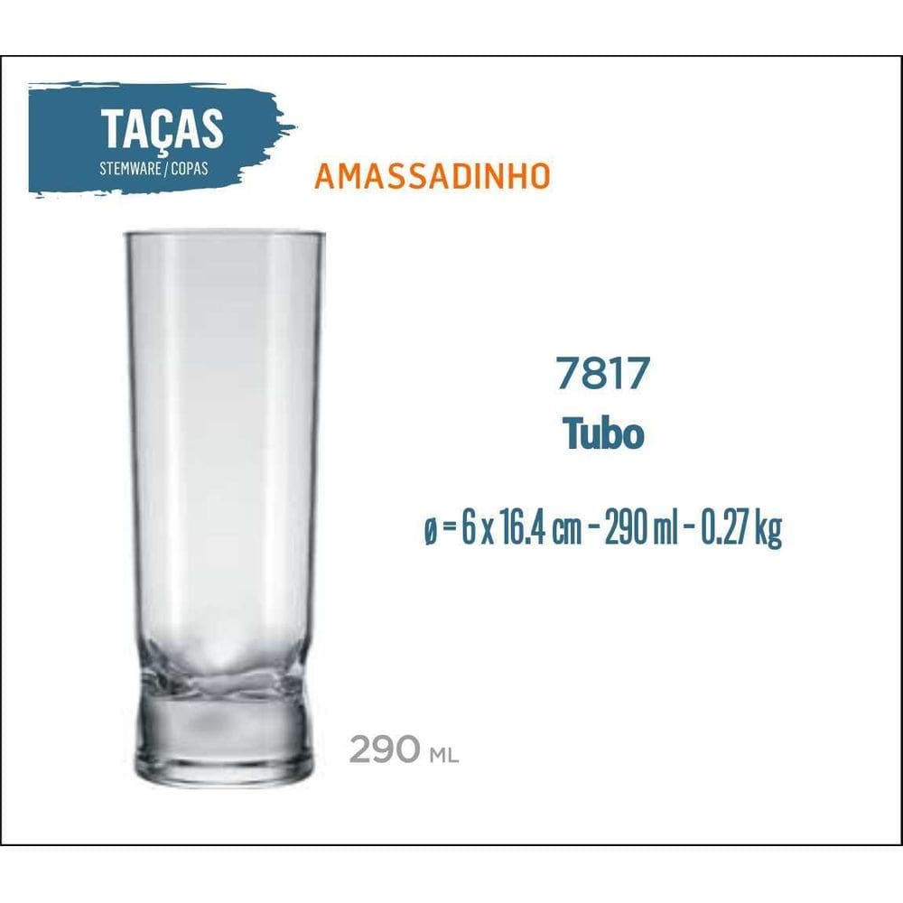 Copo Amassadinho 290Ml - Copo De Long Drink Tubo