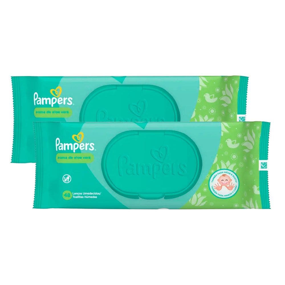 Kit 2 Lenços Umedecidos Pampers Aroma de Aloe Vera 48 Unidades