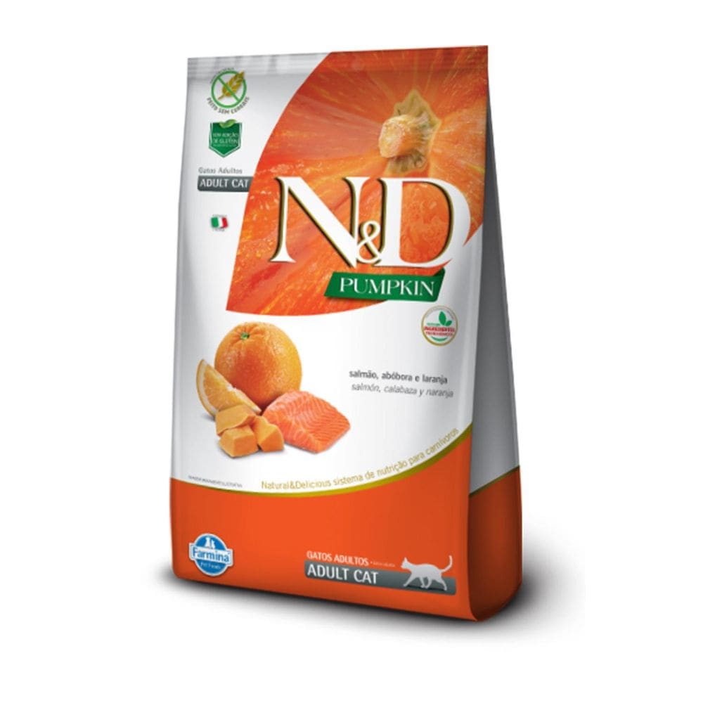 Ração N&D Pumpkin Salmão Abóbora Laranja Gatos Adultos 1,5Kg