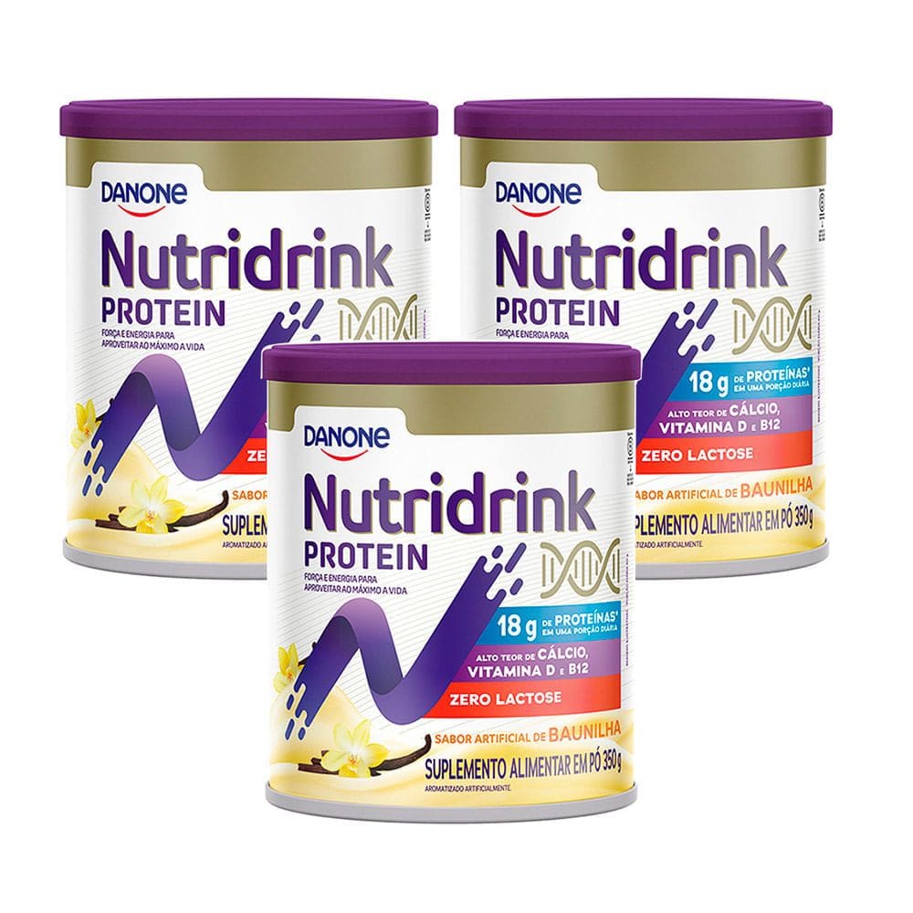 Kit 3 Nutridrink Protein Baunilha Zero Lactose 350g