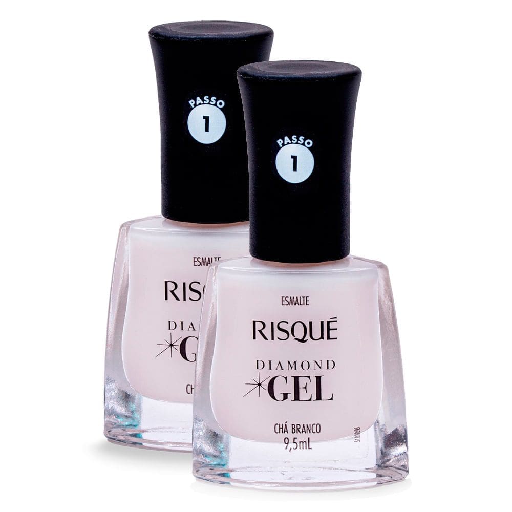 Kit 2 Esmalte Risqué Diamond Gel Chá Branco Natural 9,5ml