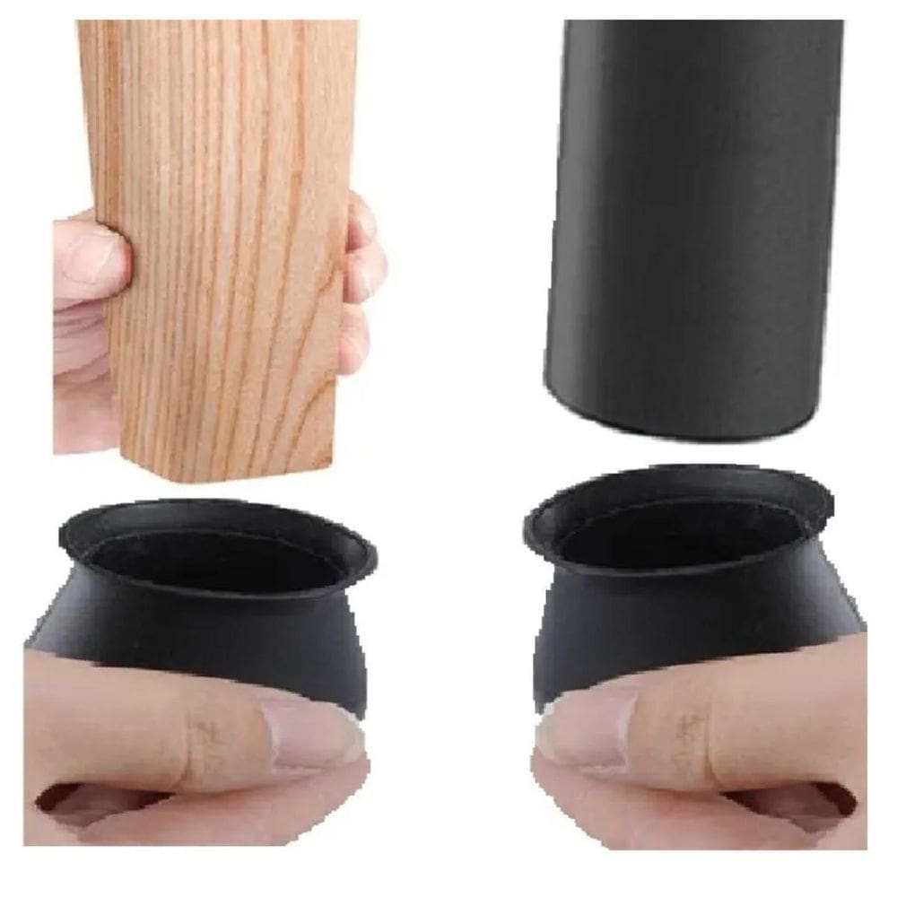 Protetores Para Pé De Cadeira Cor Preto 8 Peças