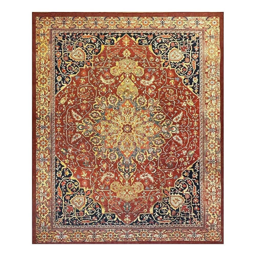 Tapete Sala 200X300 Classico Oriental Kashan Vermelho Preto