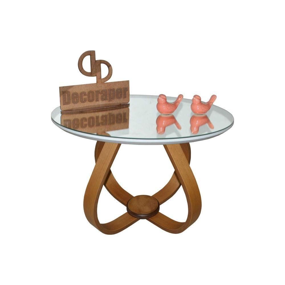 Mesa De Centro Cebola Com Espelho 60cm Branco 40cm