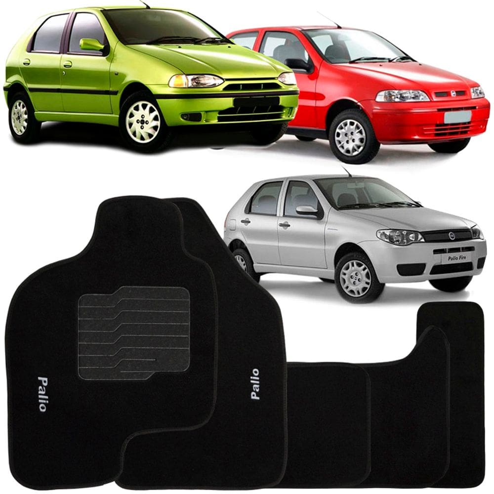 Jogo de Tapete Automotivo Carpete Palio G1 G2 G3 1996 à 2007 Soft Logo Bordado 5 Peças