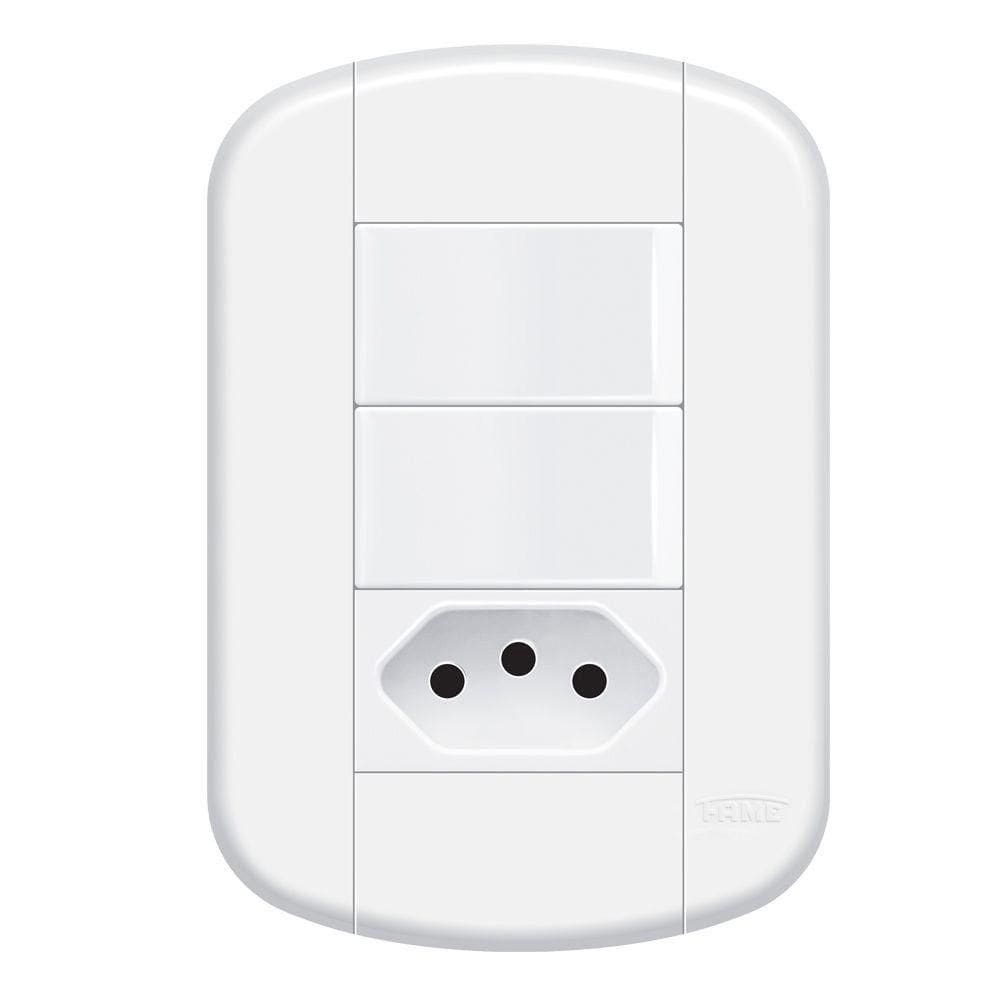 Interruptor Duplo Com Tomada 10a Fame - 3929 Blanc
