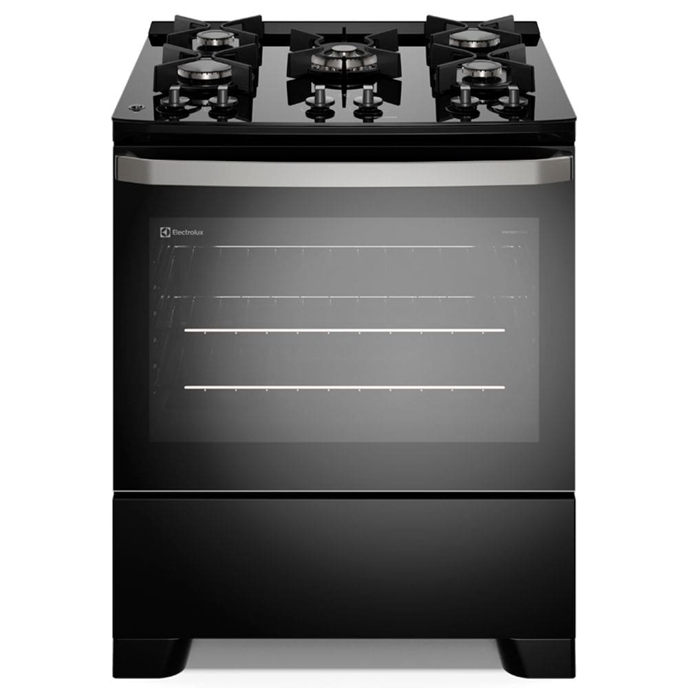 Fogão de Piso 5 Bocas à Gás Electrolux FE5GB Efficient com Mesa de Vidro Preto Bivolt