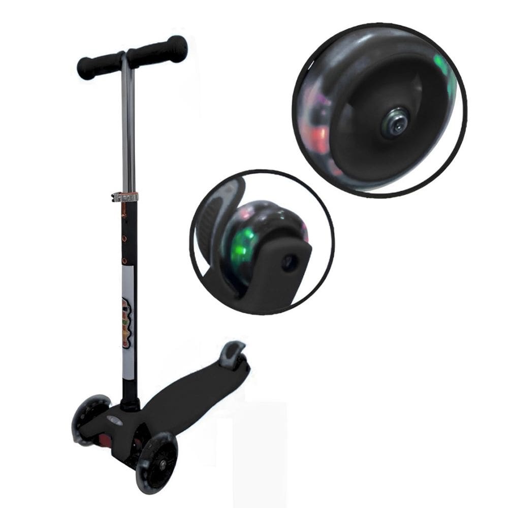 Patinete Infantil 3 Rodas em Gel Freio Altura Ajustável Menino Menina Preto Importway Bw-011-pt