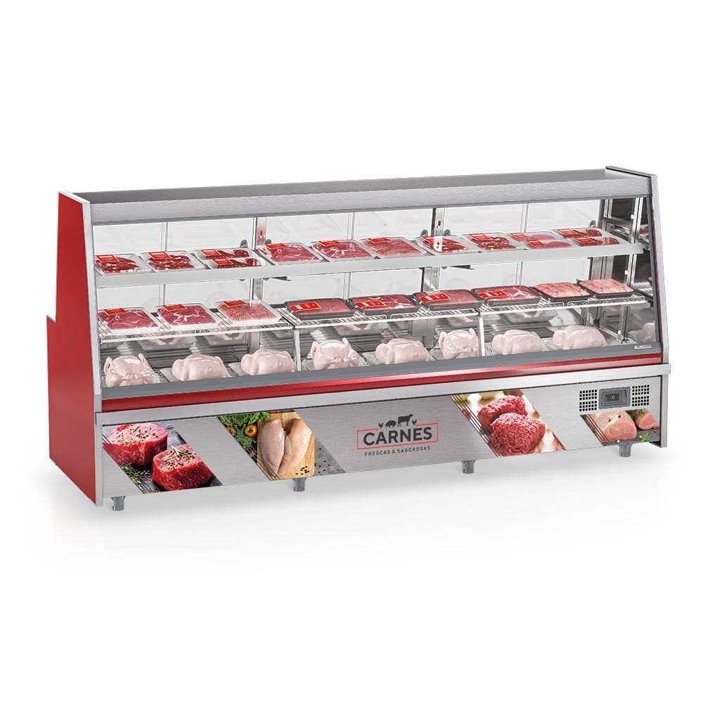 Balcão de Açougue Refrigerado Turino Vermelho 220V GRTA-300 VM Gelopar