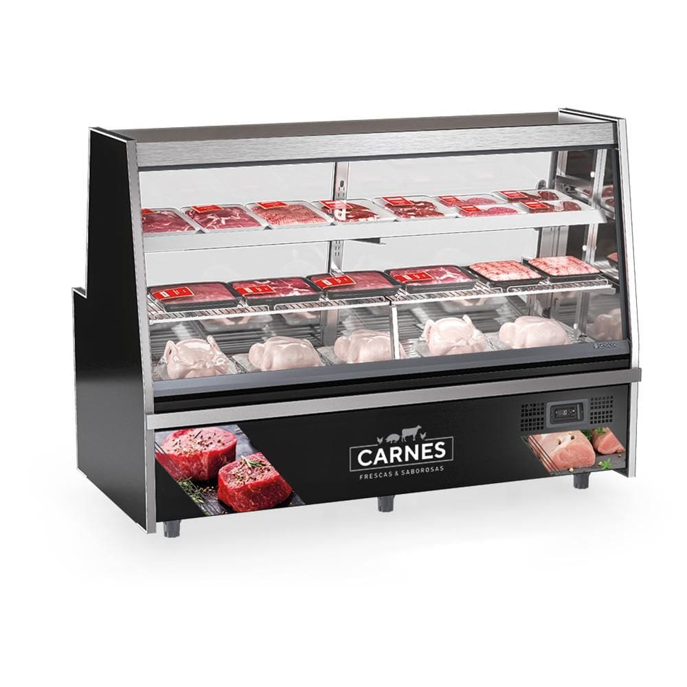 Balcão de Açougue Refrigerado Turino Preto 220V GRTA-200 PR Gelopar