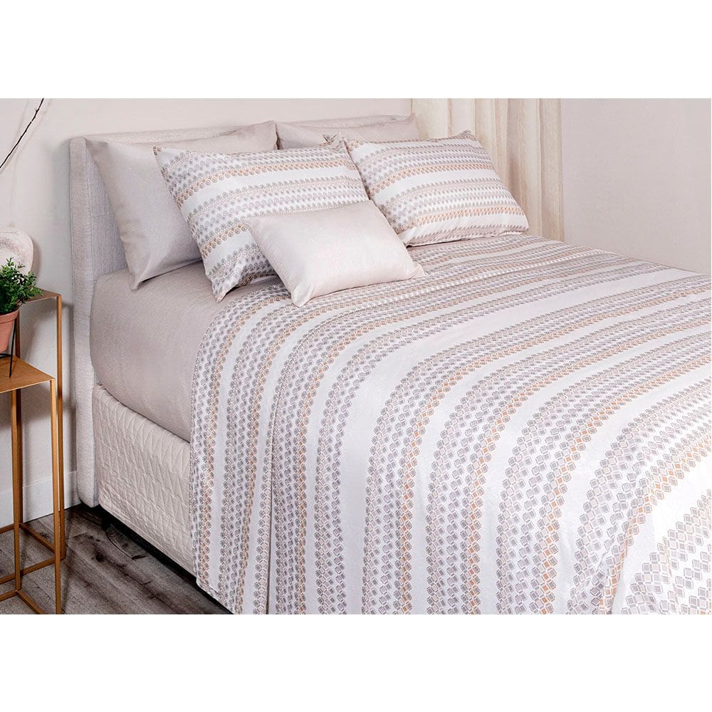 Jogo de Cama Duplo Casal 4 Peças 140 Fios 250x220cm Vittorio Realce Premium - Sultan