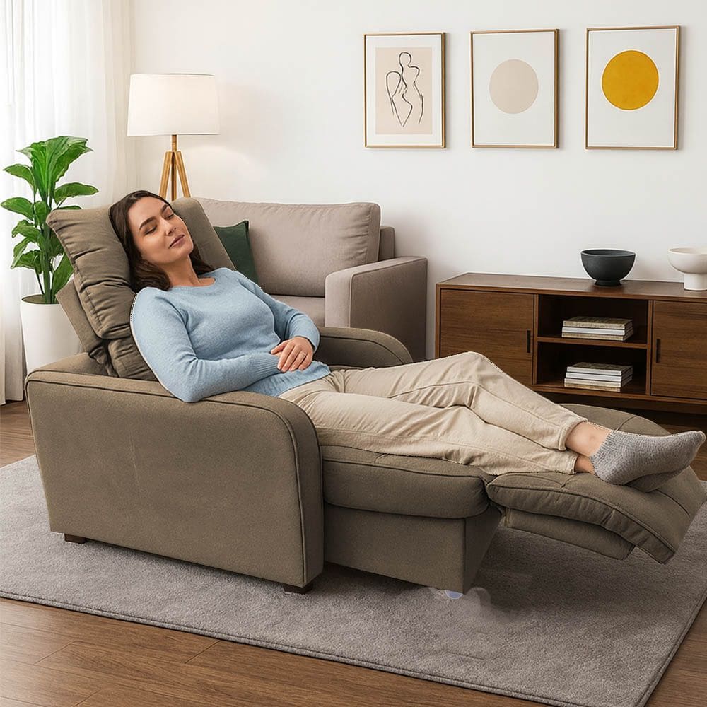 Poltrona Graça Cadeira Papai Mamãe Idoso Reclinável E Retrátil Capuccino