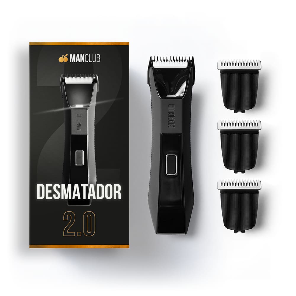 Kit Higiene Máxima 2.0 da MANCLUB: Aparador elétrico de pelos corporais com 3 lâminas extras à prova de cortes + 1 lâmina de acabamento