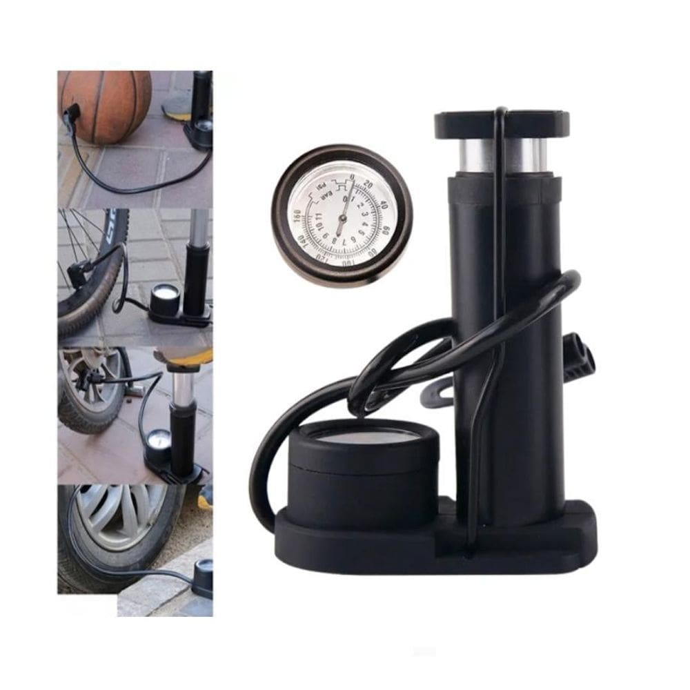 Bomba De Ar Portátil Manômetro Bicicleta Bola Bóia Colchão