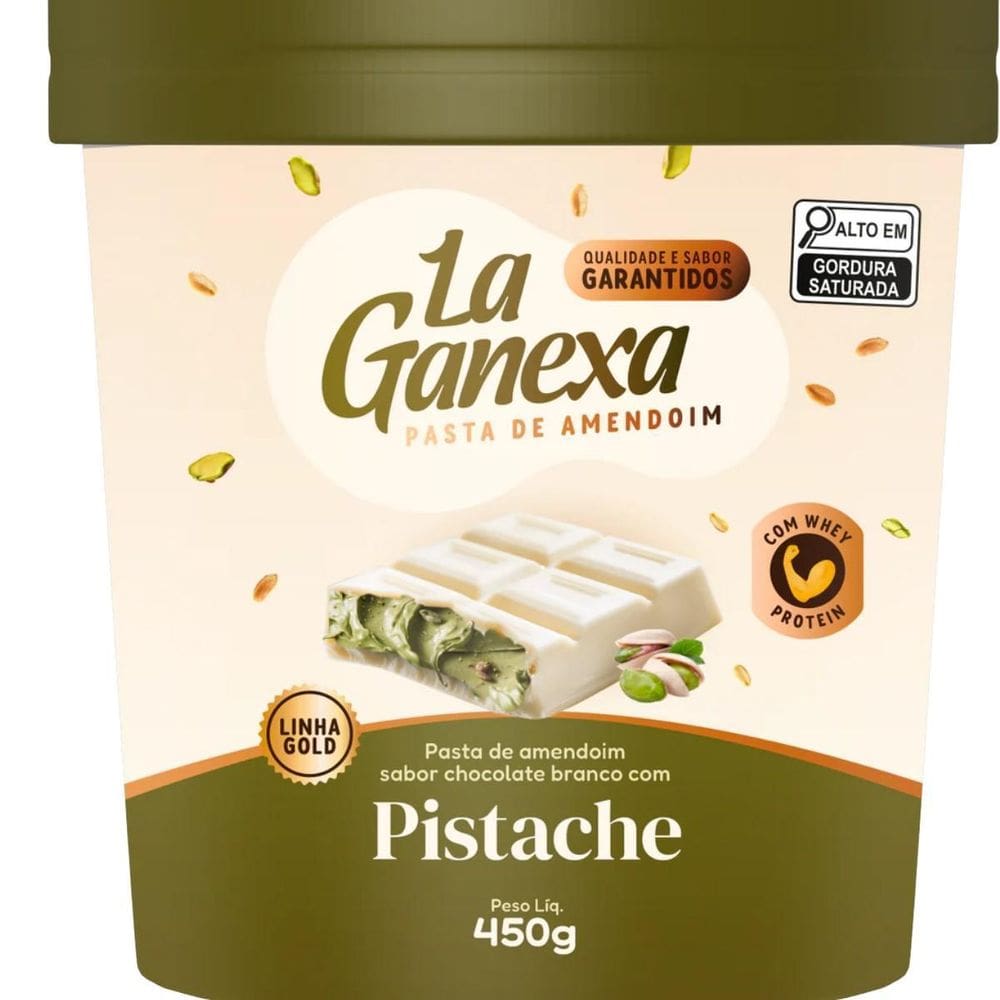 Pasta De Amendoim Pistache Com Whey Protein La Ganexa 450G