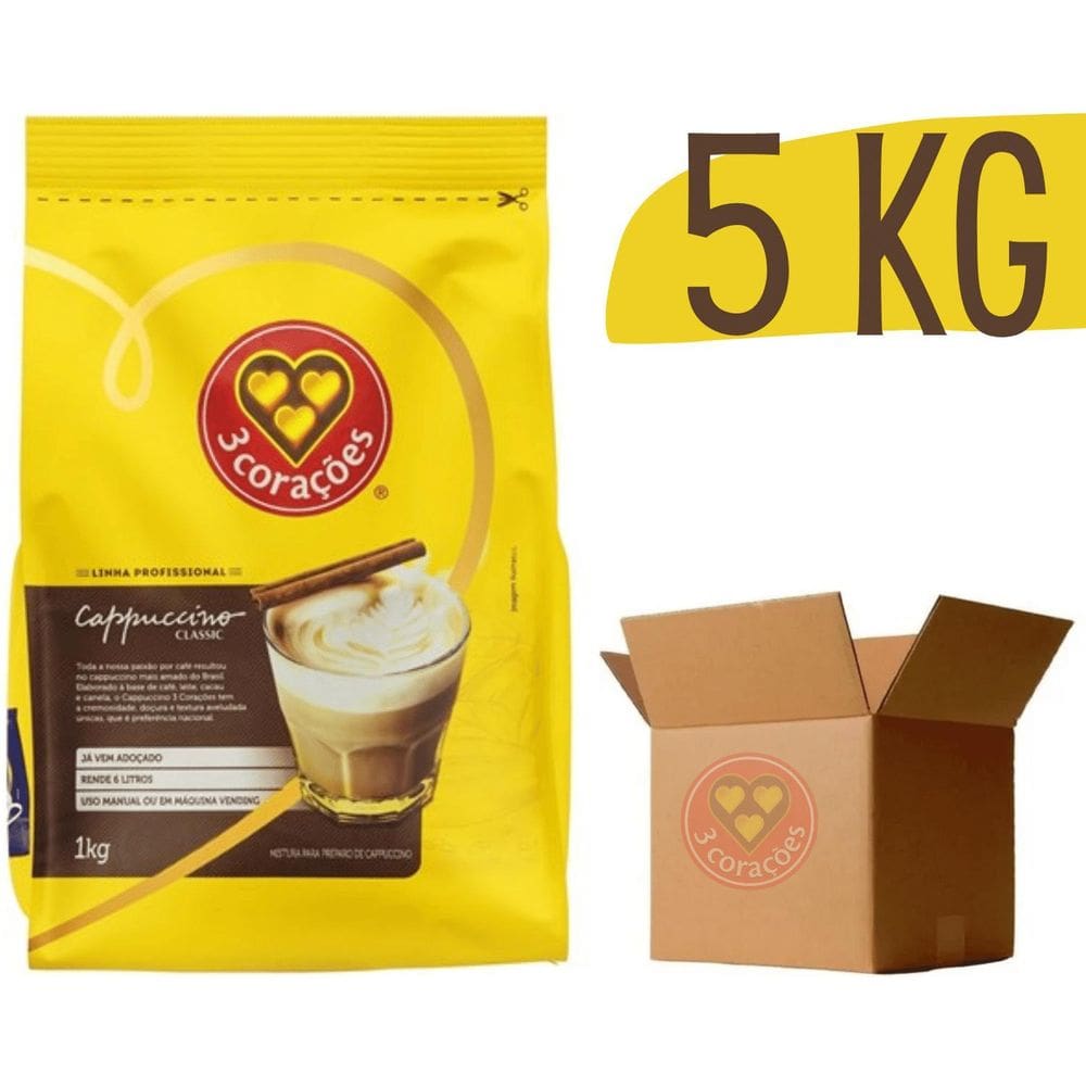 Cappuccino 3 Corações Classic Soluvel 1Kg Vending - 5 Und