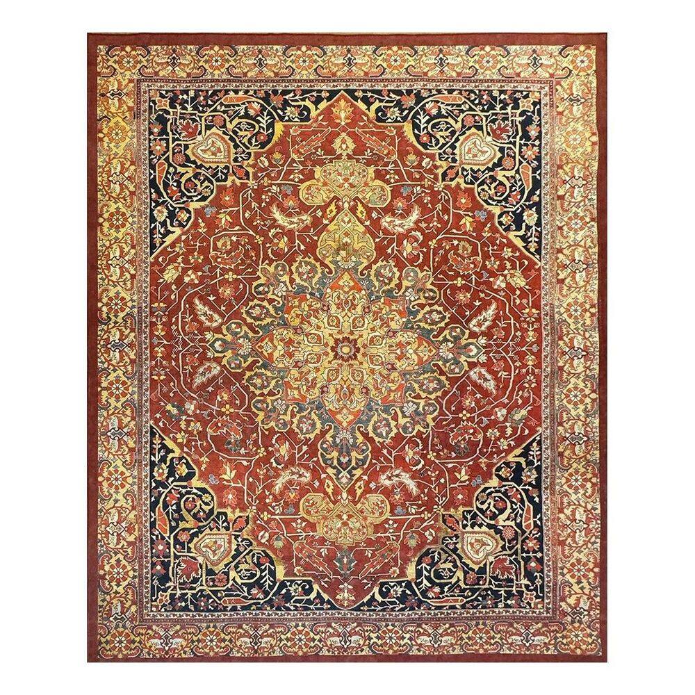 Tapete Sala 200X300 Classico Oriental Kashan Vermelho Preto