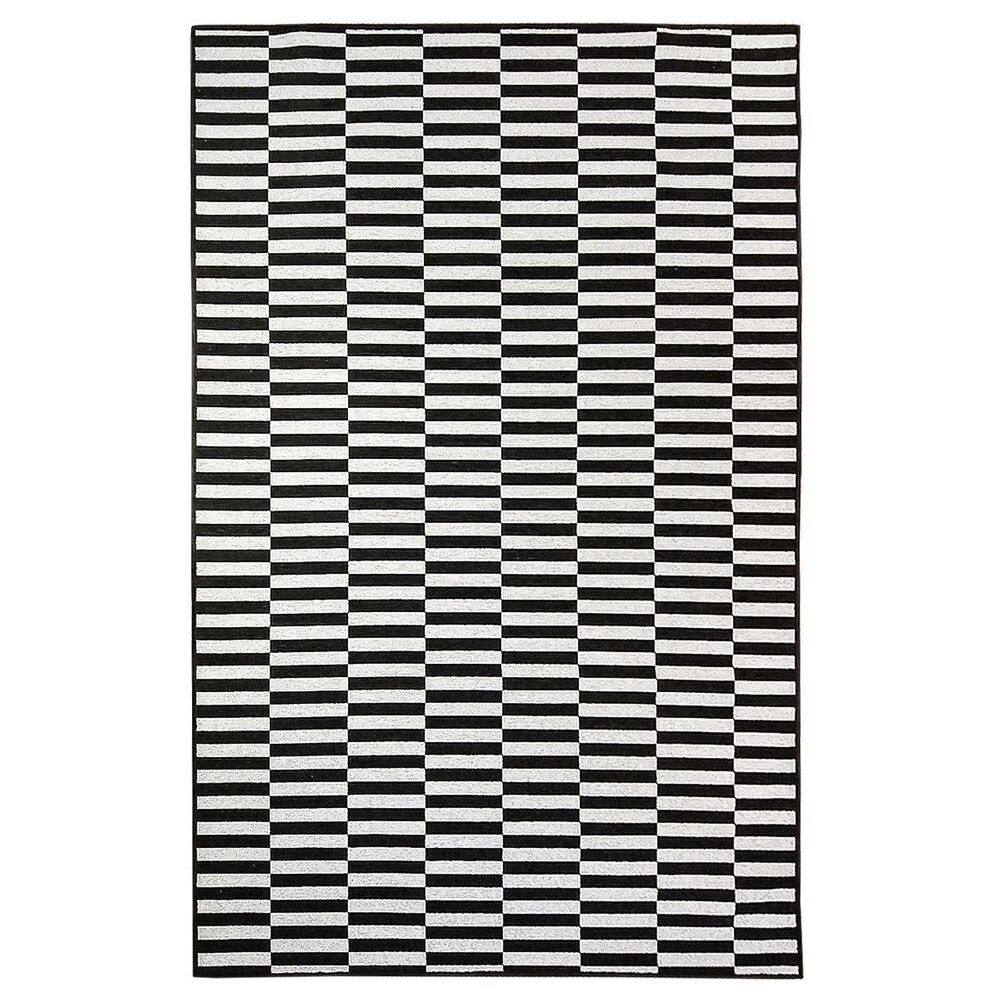 Tapete Sala Sem Pelo Listrado Preto Prata 250X300 Cm Listras