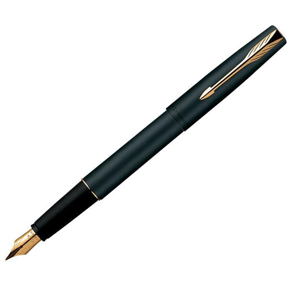 Caneta tinteiro parker frontier preto com dourado f