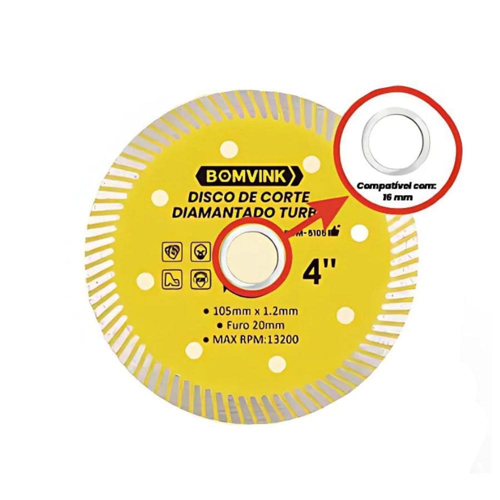 Disco Diamantado 4 Polegadas Turbo Para Serviços Pesados