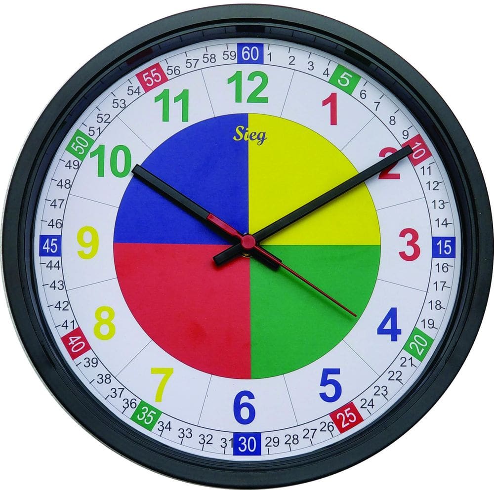 Relogio Redondo Preto Educativo 28Cm