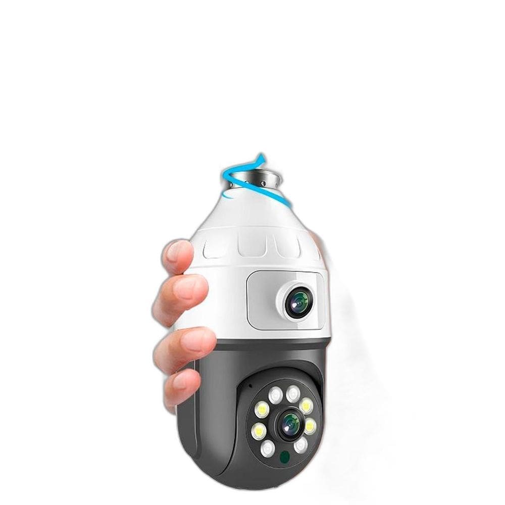 Lâmpada Câmera Wifi Com Lente Dupla E Visão Noturna