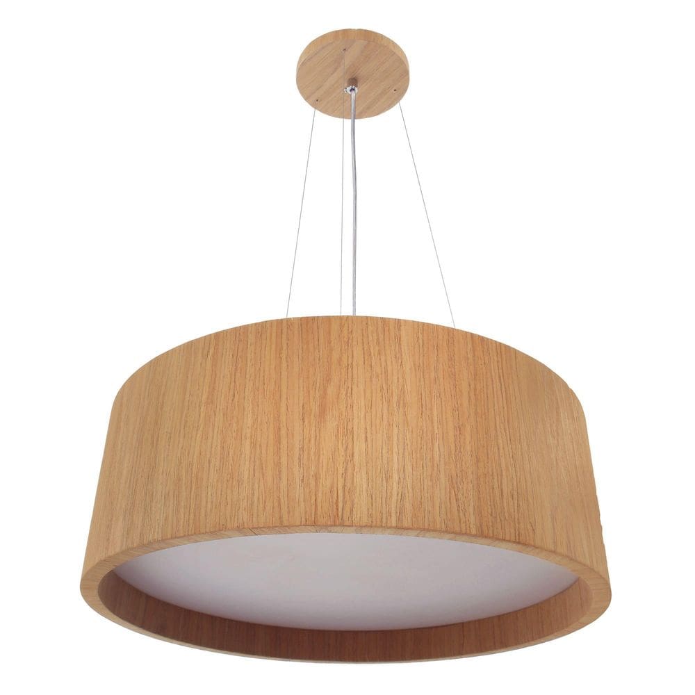 Pendente Wood Redondo 50Cm - 5 Luzes E27 - Freijó Claro